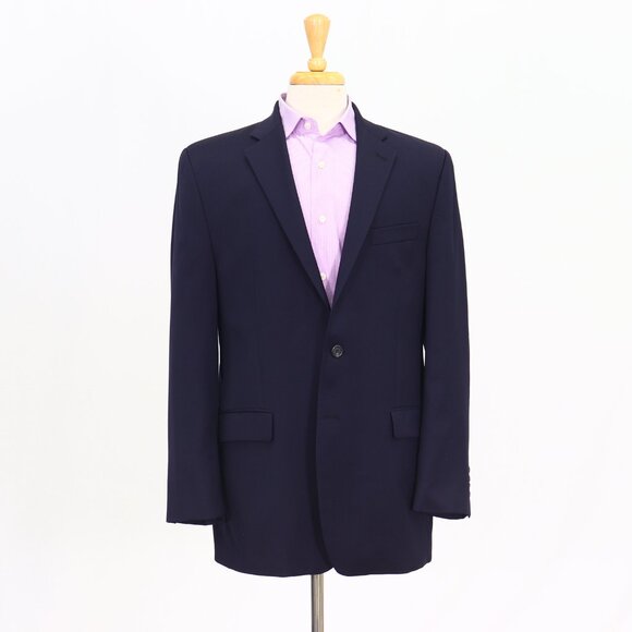 Ralph Lauren 42L Navy Blazer Sport Coat Jacket 2-Button Solid Y013